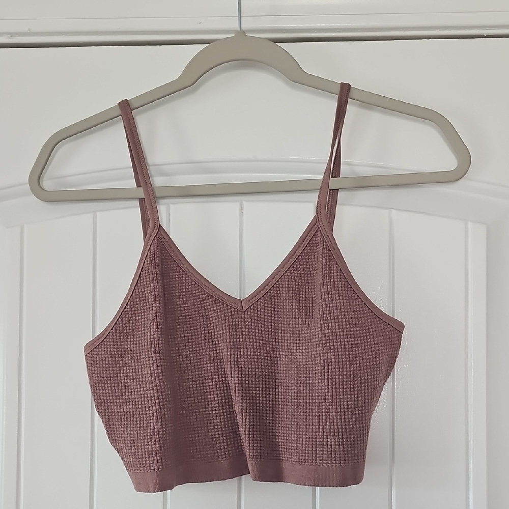 Women's Mauve Textured Crop Top